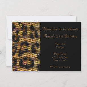 Leopard Cheetah Druck Glitzer Party Einladung