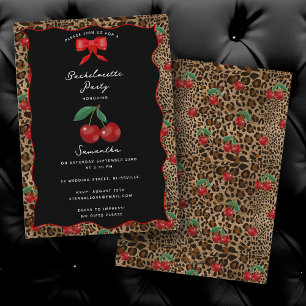 Leopard Cheetah Druck Kirsch Cocktail Junggesellin Einladung