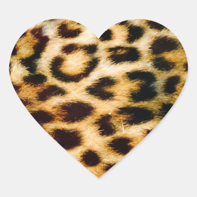 Leopard Cheetah Print Imitate Fur Herz-Aufkleber (Vorderseite)