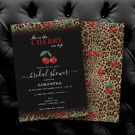 Leopard Cheetah Print Kirsche auf dem Hochzeitsbru Einladung