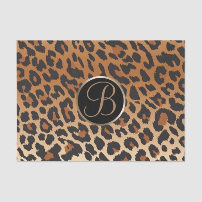 Leopard Cheetah Print Spot Monogram Letter Initial Seidenpapier (Vorderseite)