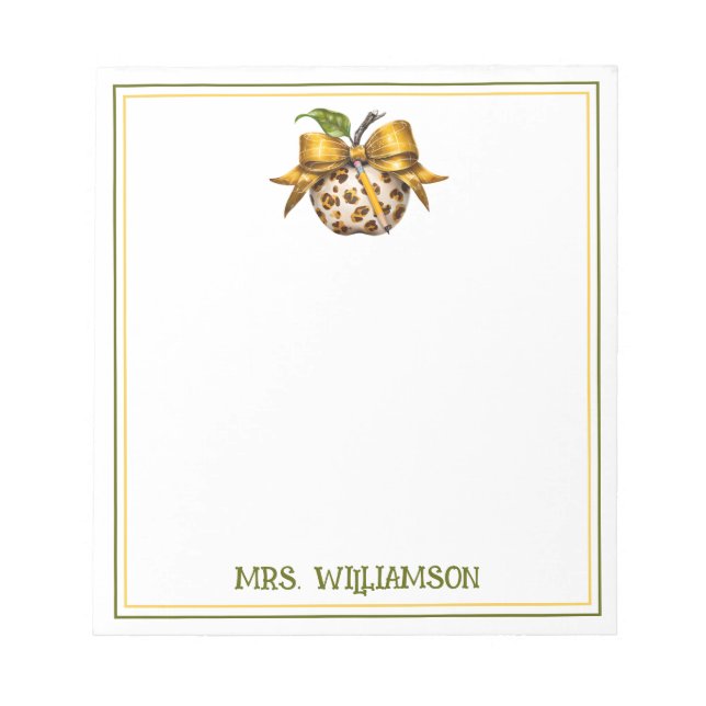 Leopard Cheetah Print Teacher's Apple Notizblock (Vorderseite)