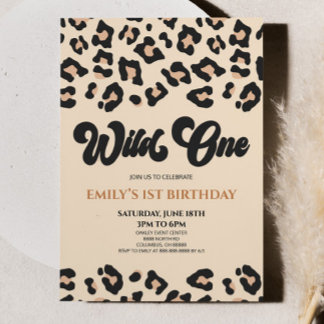 Leopard Cheetah Print Wild 1. Geburtstag Party Einladung