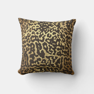 Leopard Cheetah Tierhaut Druck Modern Glamour Gold Kissen