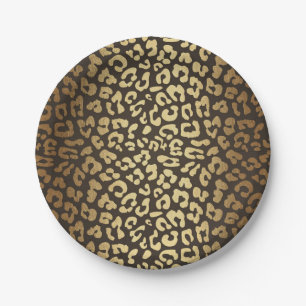 Leopard Cheetah Tierhaut Druck Modern Glamour Gold Pappteller