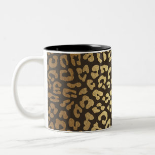 Leopard Cheetah Tierhaut Druck Modern Glamour Gold Zweifarbige Tasse