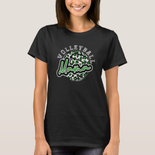 Leopard Cheetah Volleyball Green Mama Shirt Frauen