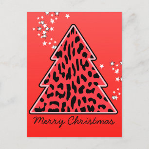 Leopard cheetah Weihnachtsbaum Postcard Feiertagspostkarte