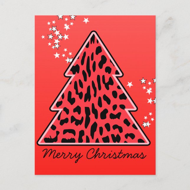 Leopard cheetah Weihnachtsbaum Postcard Feiertagspostkarte (Vorderseite)