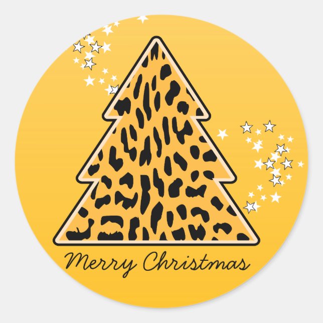 Leopard cheetah Weihnachtsbaum Sticker (Vorderseite)