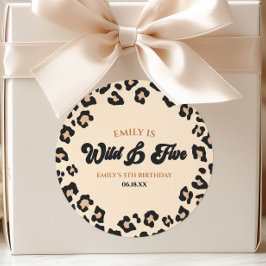 Leopard Cheetah Wild und 5. Geburtstagsparty Runder Aufkleber