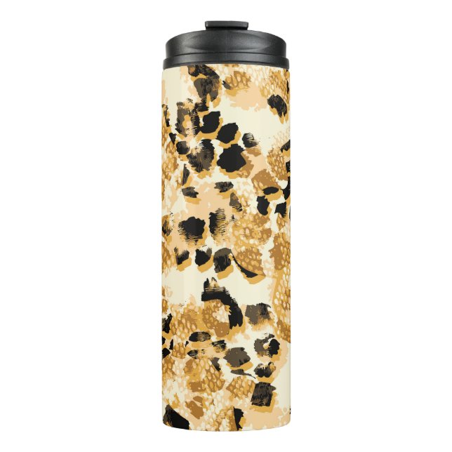 Leopard Chic: Vintages Muster Eleganz. Thermosbecher (Vorderseite)
