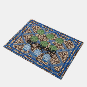 Leopard Chinoiserie Ginger Jar Doormat tapis