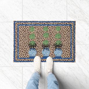 Leopard Chinoiserie Ginger Jar Doormat tapis