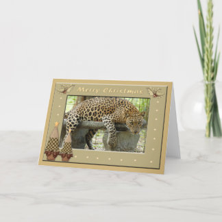 Leopard Christmas Grußkarte Feiertagskarte