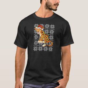 Leopard Christmas Lights Rentier Weihnachtsmannmüt T-Shirt
