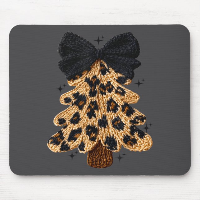 Leopard Christmas Tree,christmas Coquette Bow Yarn Mousepad (Vorne)