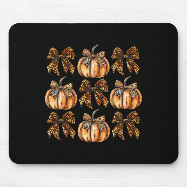 Leopard Coquette Bow Pumpkin Erntedank Herbst F Mousepad (Vorne)