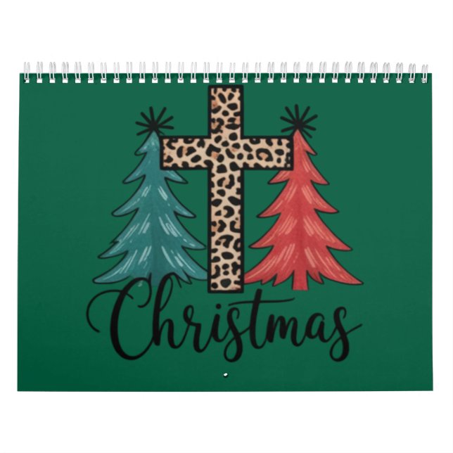 Leopard Cross Weihnachtsbäume Christlich Kalender (Titelbild)