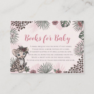 Leopard Cub Pink Safari Baby Shower Bücher für Bab Begleitkarte