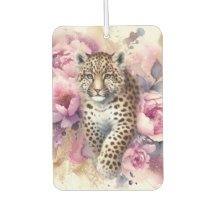 Leopard Cub & Rose Papier Untersetzer