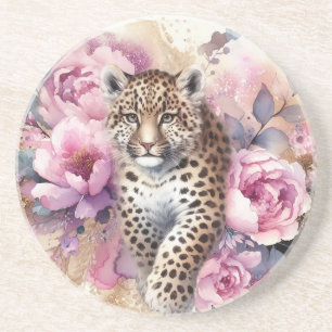 Leopard Cub & Rose Stonewear Untersetzer