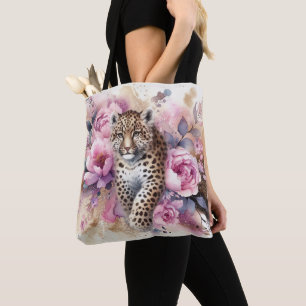 Leopard Cub & Rose Tote Tasche