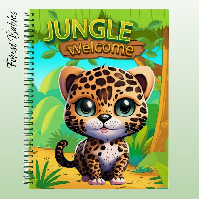 Leopard Cub Safari Animal Kitten Gepunktet Feline  Notizbuch (Cute Leopard Notebook, Woodland Wildlife Animal Cat Stationery, Kitty Graphic Kitten Character 🐆)
