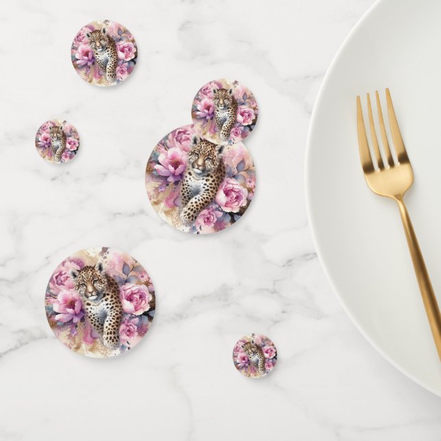 Leopard Cub & table Rose Confetti (Groupe)