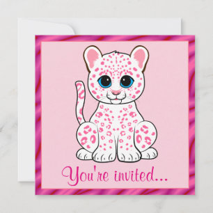 Leopard-Cube in Rosa Einladung