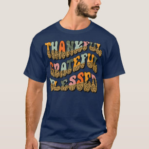 Leopard dankbar, gesegnet Groovy Retro Fal T-Shirt