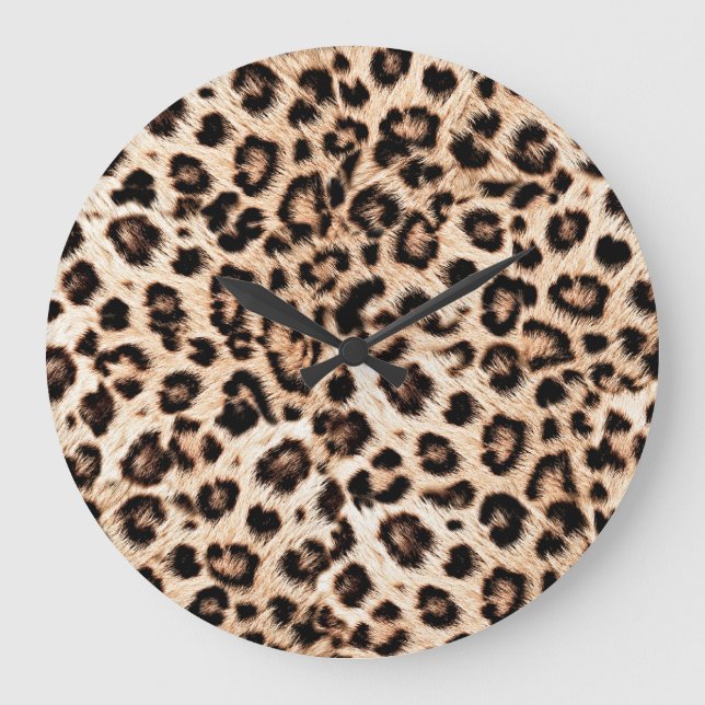 Leopard Design Pattern: Wilde Eleganz. Große Wanduhr (Vorderseite)
