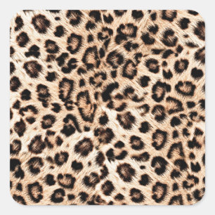 Leopard Design Pattern: Wilde Eleganz. Quadratischer Aufkleber