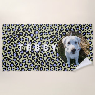 Leopard Dog Lila Black Foto Personalisiert Strandtuch