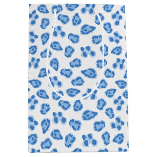 Leopard Dot in Blauem Porzellan Mittlere Geschenktüte