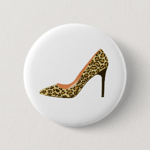 Leopard-Druck-Absatz-Schuh Button