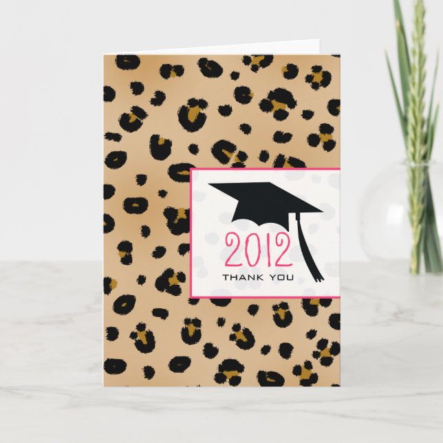 Leopard-Druck-Abschluss danken Ihnen zu kardieren Dankeskarte (Vorderseite)