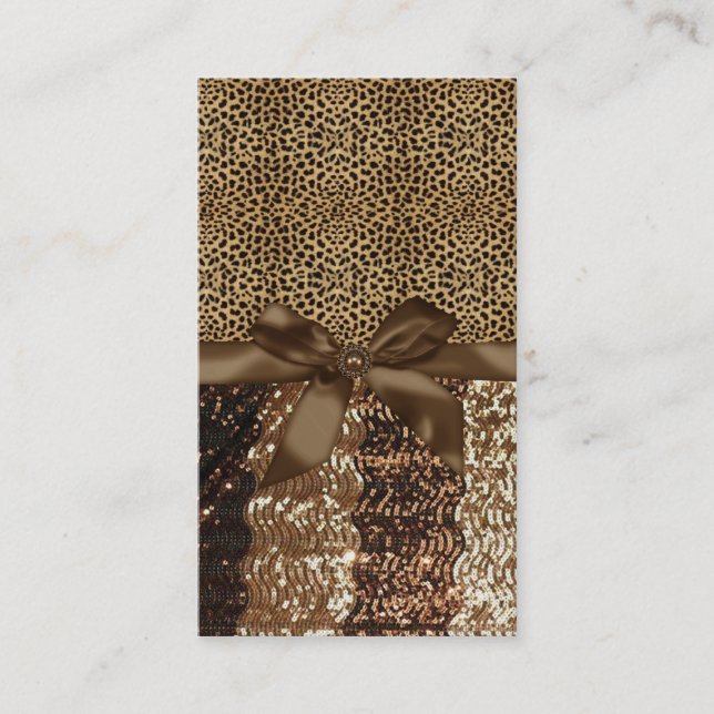 Leopard-Druck, Band, Bogen, diamante de Visitenkarte (Vorderseite)