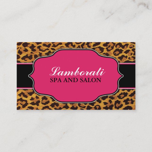 Leopard-Druck-elegantes modernes Mode-Rosa Visitenkarte (Vorderseite)