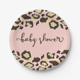 Leopard-Druck | erröten Babyparty des Rosa-| Pappteller