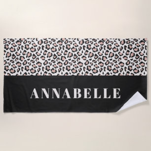 Leopard Druck erste Typografie rosa mädchenhaft mo Strandtuch