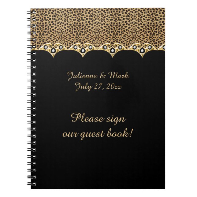 Leopard-Druck-Golddiamant-Gast-Buch Notizblock (Vorderseite)