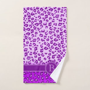 Leopard-Druck lila mit Monogramm Handtuch