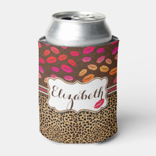 Leopard-Druck-Lippenküsse personalisiert Dosenkühler