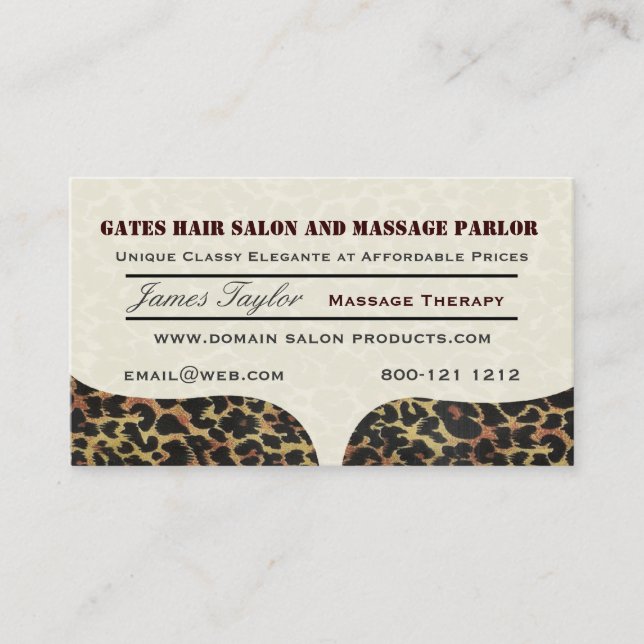 Leopard-Druck-Massage-Salon Terminkarte (Vorderseite)