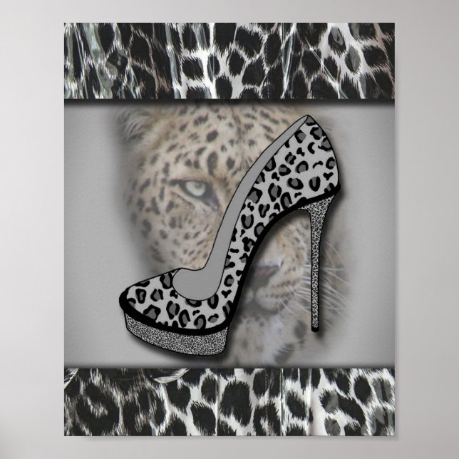 Leopard-Druck mit hoher Ferse mit Leopard Poster (Vorne)