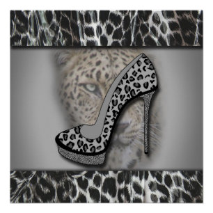 Leopard-Druck mit hoher Ferse mit Leopard Poster