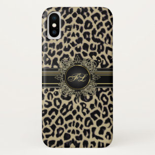 Leopard-Druck-Monogramm iPhone X Fall title_seo2