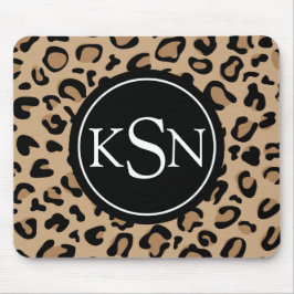 Leopard-Druck-Monogramm Mousepad