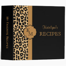 Leopard-Druck-Monogramm-Rezept-Mappe
